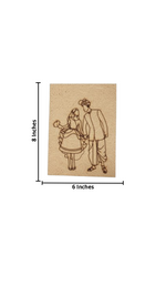 Unpainted MDF DIY Punjabi couple painting kit with engraved traditional design with size