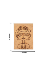 DIY MDF painting base with engraved outline of Frida Kahlo portrait – blank craft board with size