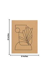 DIY MDF painting base featuring abstract vase with leaves with size