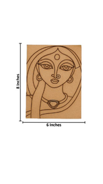 Traditional Indian Woman Face DIY Painting Base made of MDF with engraved lines with size