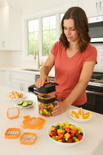 The fruits being shown sliced in various shapes