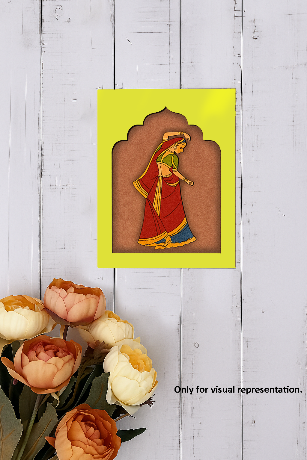 MDF base of a traditional Indian woman in sari, ideal for DIY painting and craft décor.