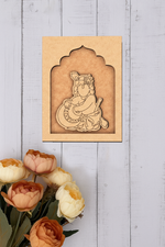 Baby Krishna with Matki MDF craft base in unfinished wooden texture
