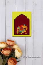 Decorative Elephant MDF wall hanging in traditional arch frame