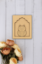 Cute colorful Owl MDF wall hanging in arch frame for home décor