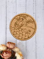 Elegant Peacock design MDF Wall Plate with border