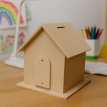 House-shaped MDF piggy bank, creative money saving box for kids and adults