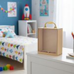 MDF coin box on white table in kids’ room