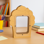 Cupcake-shaped MDF piggy bank with transparent window, cute coin saving box for kids and adults