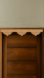 Mandala drop MDF toran with engraved borders – natural wood finish displayed on door frame
