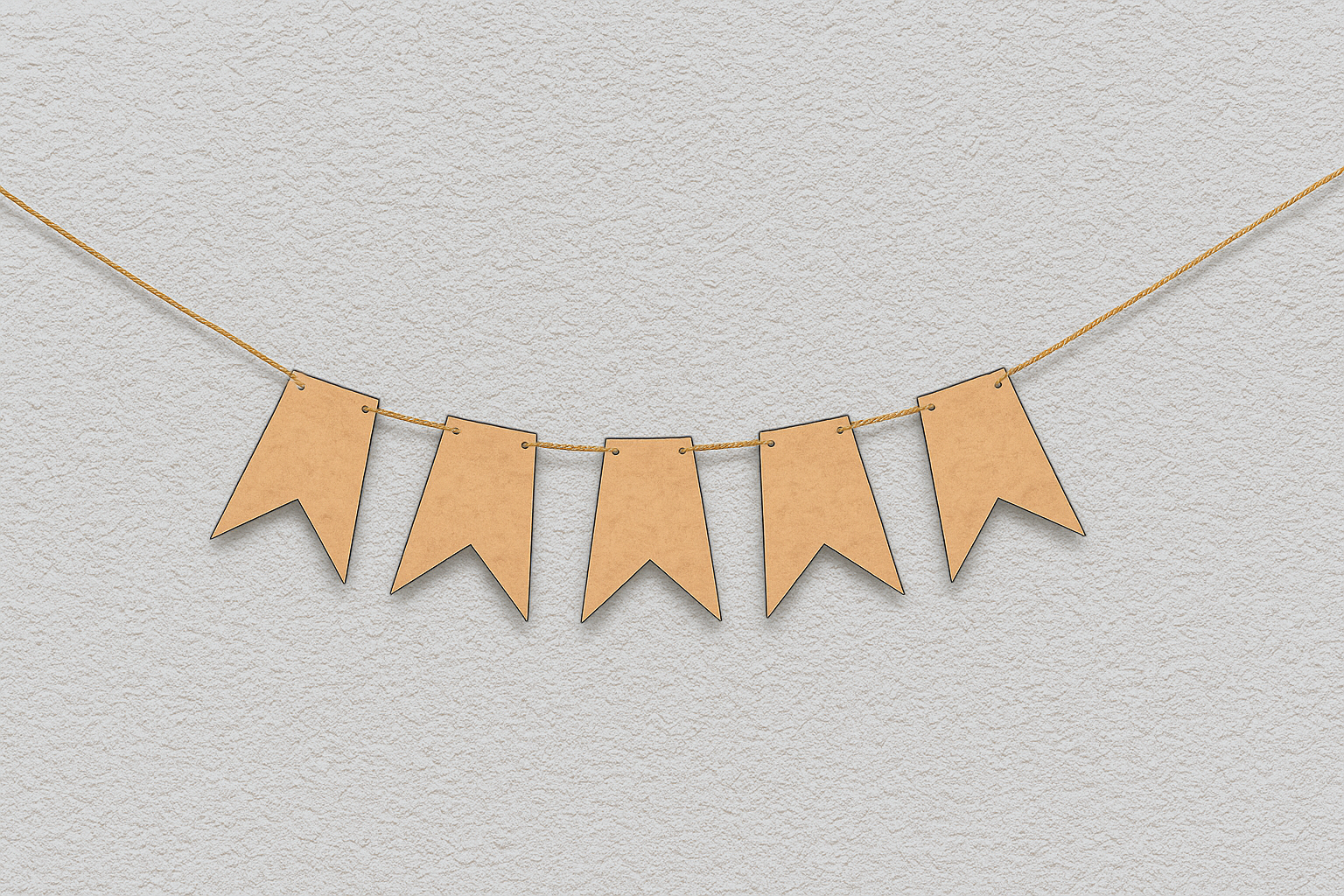 Blank MDF Hanging Bunting Banner with 5 Flags for DIY Party and Home Decoration