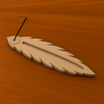 Feather-shaped MDF incense stick holder with ash catcher slot