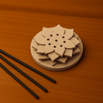 Layered Lotus Flower Incense Holder DIY Kit made of MDF with incense sticks on display.