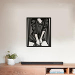 Matte black geometric MDF wall decor piece