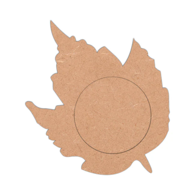 Laser-cut MDF DIY tea light holder base in leaf shape, ideal for resin art, decoupage, acrylic painting, and festive home décor projects