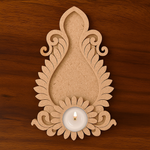MDF Leaf Pattern T-Light Holder with Candle for Festive Home Décor