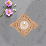 MDF Squircle T-Light Candle Holder with premarked floral design for DIY painting and festive home décor