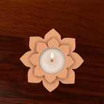 MDF Lotus T-Light Candle Holder with floral design for DIY craft, Diwali décor, and home styling