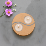 MDF Yin-Yang T-Light Candle Holder with dual slots for tealights, ideal for DIY craft, modern décor, and festive gifting