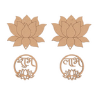 Lotus and Shubh Labh MDF cutouts set for Diwali wall hanging and home entrance décor