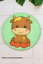 Cute cow pre-marked MDF base for kids DIY craft, hand-painted sample design.