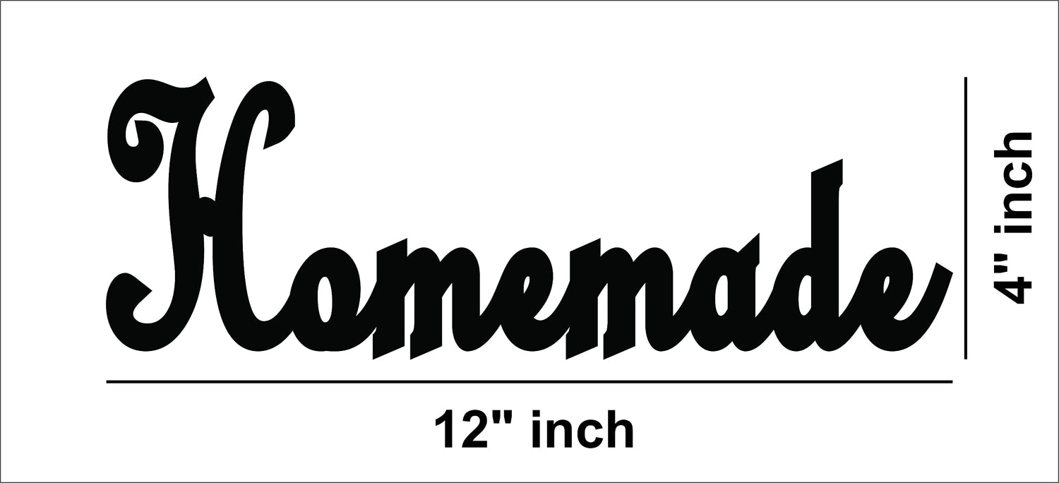 Charming black 'Homemade' wall decor showing the size of the product that is inch by 12 inch.