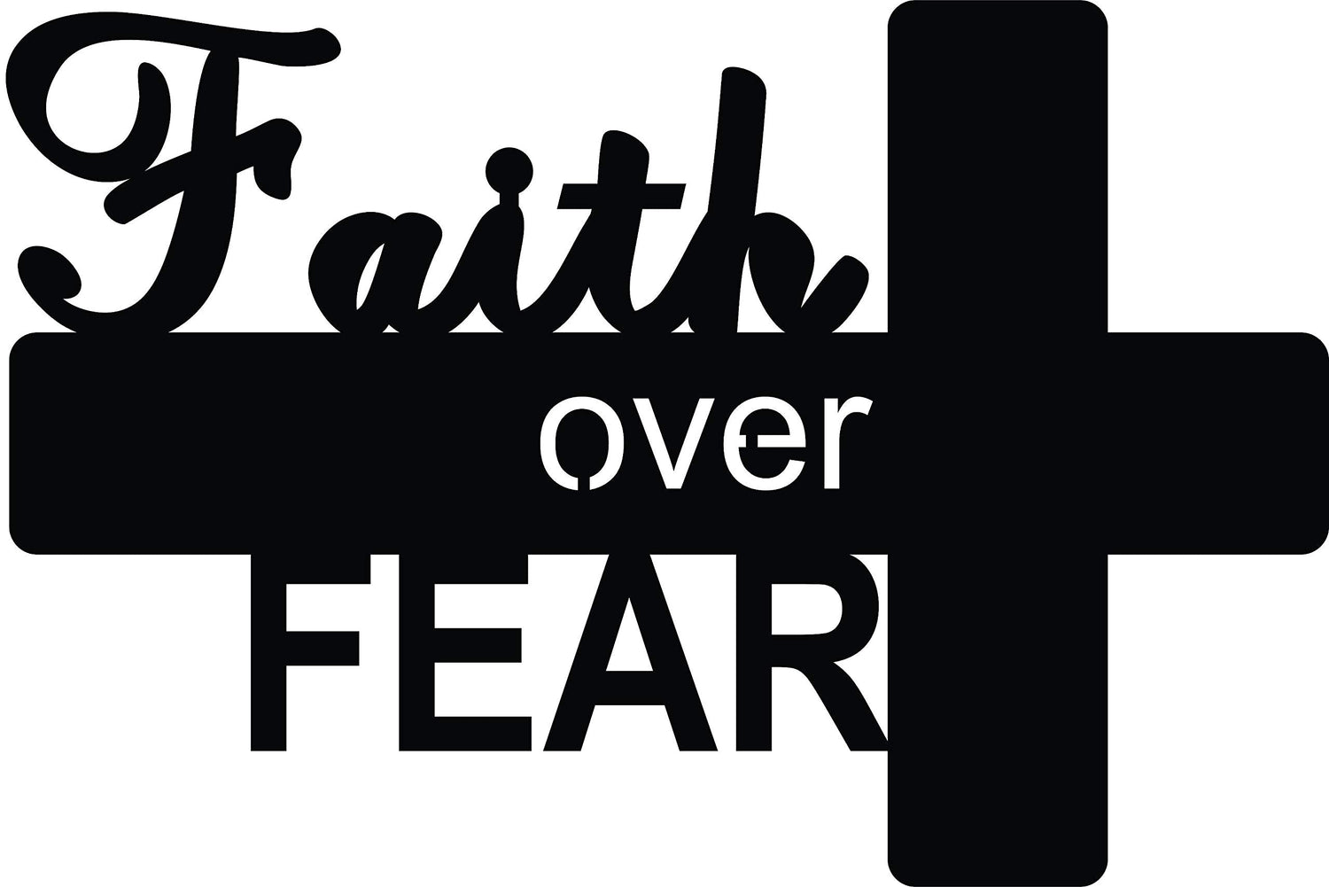 Faith Over Fear wall art with cross design, inspiring decor for home or office, zooming the product.