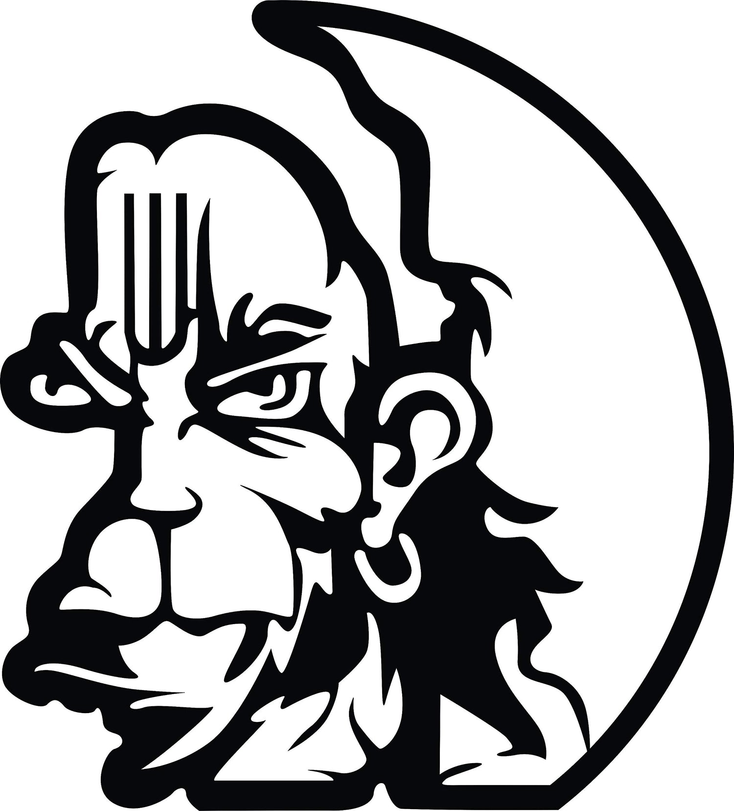 Black Lord Hanuman wall art featuring a detailed silhouette of Hanuman's face with traditional markings, the image is the enlarged picture of the product.