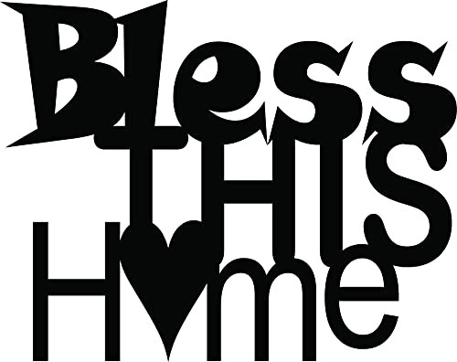 Bless This Home wall art in black with heart design, zooming on the product.