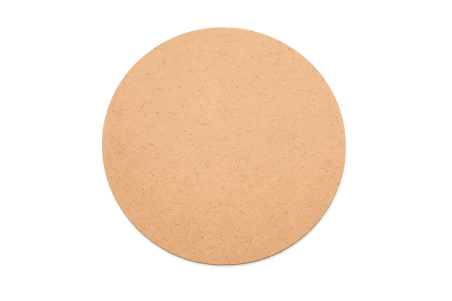 Plain round MDF board plywood showing smooth finish and natural brown texture.