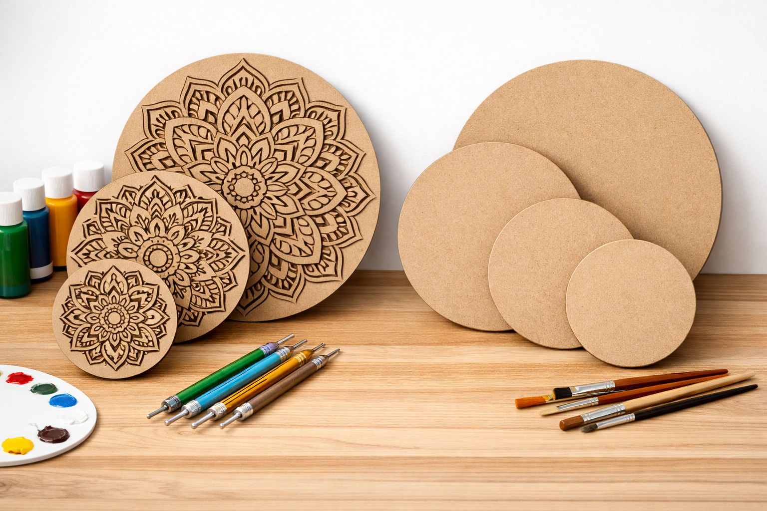 Premium laser cut and plain MDF mandala base for painting, resin art, and home décor – available online in India at Dbeautify.