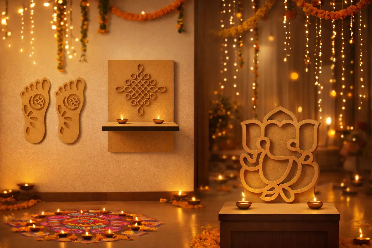 MDF bases for Diwali decoration with colorful designs