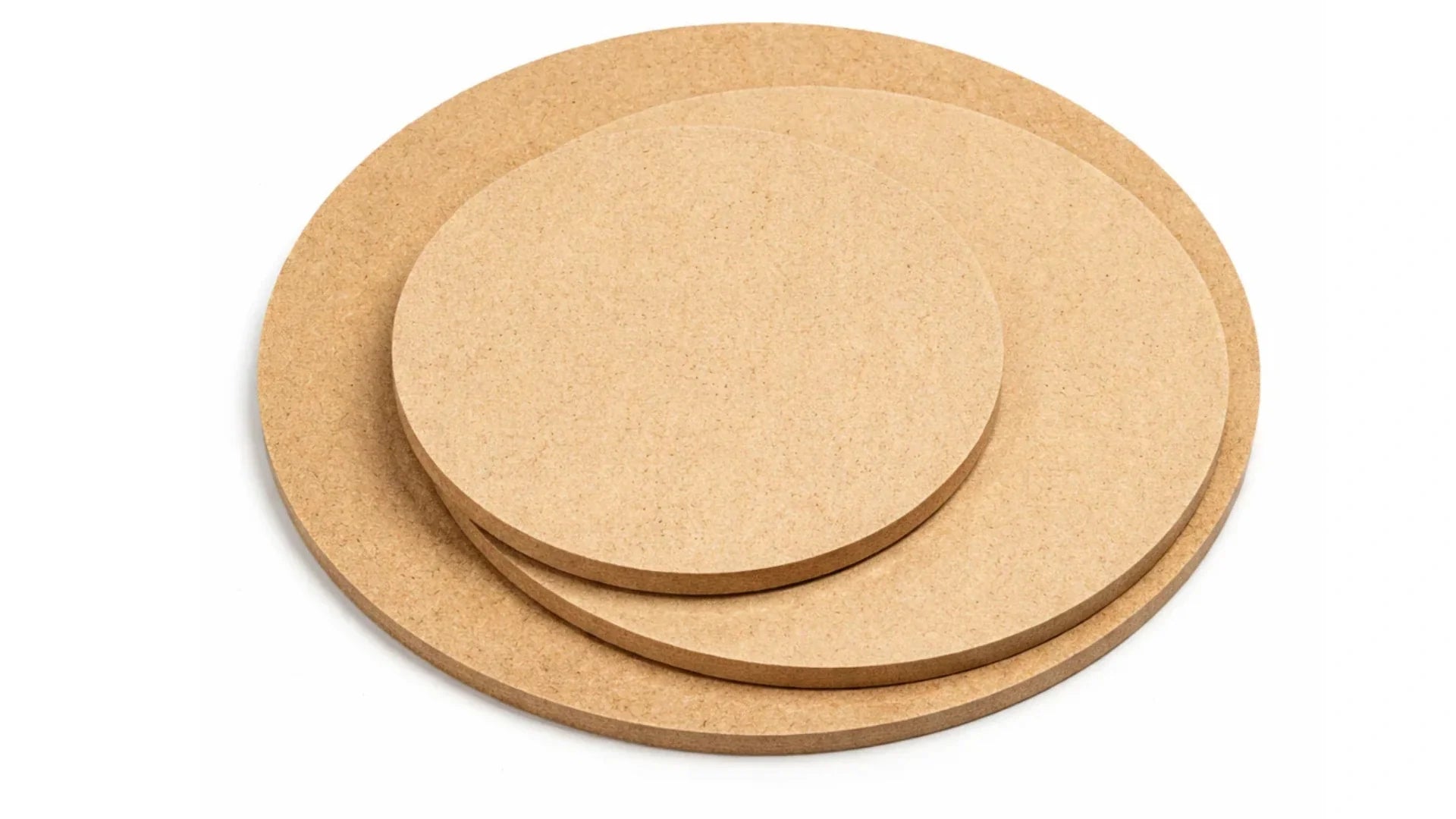 Round unpainted MDF craft bases in multiple sizes for DIY painting, resin art, home décor, and craft projects.