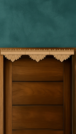 Mandala drop MDF toran with engraved borders – natural wood finish displayed on door frame