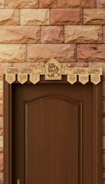 Lord Ganesha engraved MDF toran with Shubh Labh, Swastik, Kalash, and Om symbols 