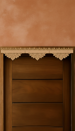 Mandala drop MDF toran with engraved borders – natural wood 