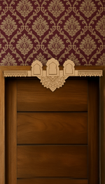 Three-arch mandala MDF toran with engraved centerpiece 