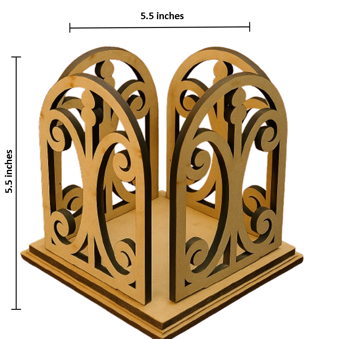 MDF decorative platter with floral cut design.