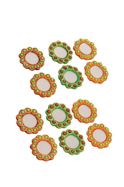 Assorted colorful round decorative diya candles Set of 12