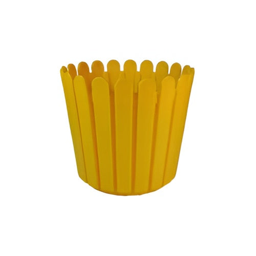 9-inch deep yellow picket style plastic planter pot for indoor outdoor plants
