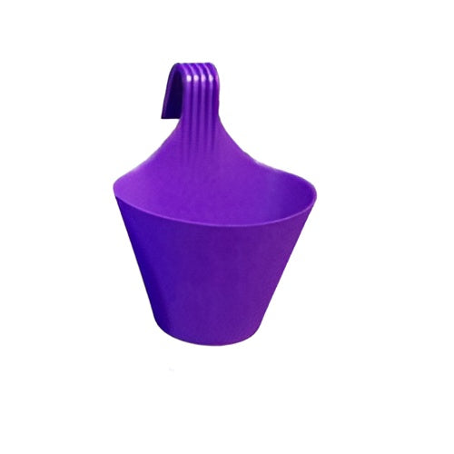 Pack of five 6-inch deep colorful hanging plastic planters in white red green yellow purple light green
