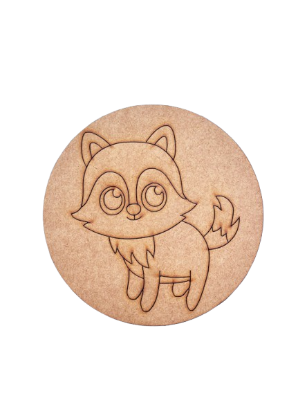 Plain MDF board with pre-marked fox outline, ready for painting and decoration