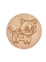 Plain MDF board with pre-marked cat outline, ready for painting and decoration.