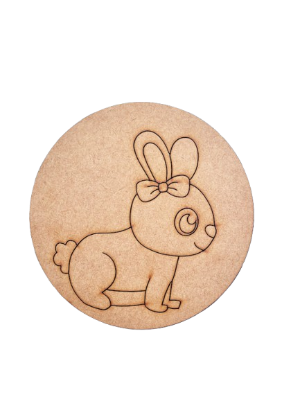 Unpainted bunny MDF board with bow