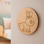 Unpainted bunny MDF board with bow