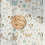 Unpainted round MDF pre-marked dog base for DIY kids painting and craft.