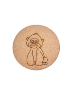 Unpainted round MDF pre-marked monkey base for DIY kids painting and craft