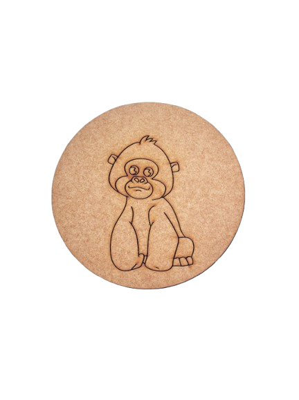 Unpainted round MDF pre-marked monkey base for DIY kids painting and craft