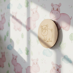Unpainted round MDF pre-marked hippo base for DIY kids painting and craft.