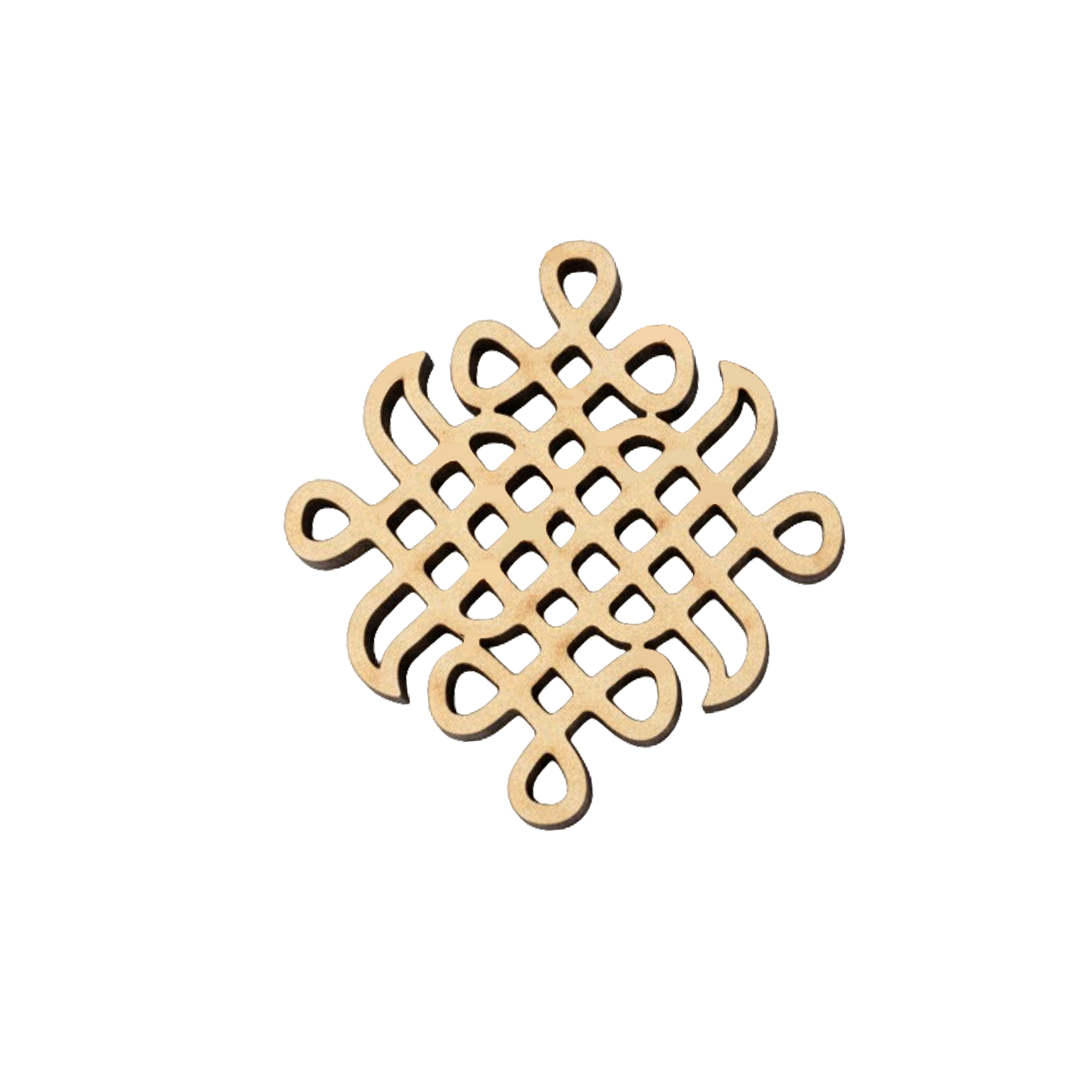 Decorative MDF DIY cutout with intricate Celtic knot design on a white background